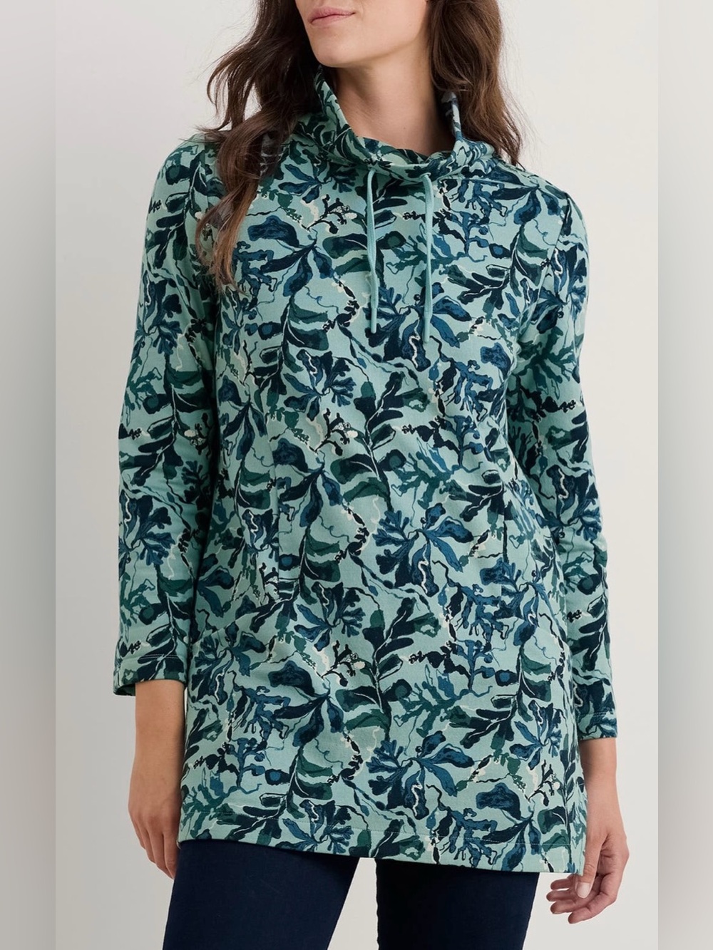 Seasalt Cornwall Formative Floral Tunic in Floating Fronds Sardine